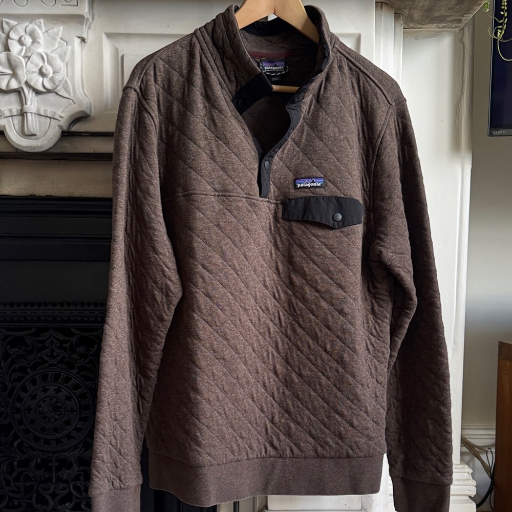 Patagonia Men's Brown Quilted Snap-Up Sweater